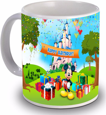 

New Star Light India Micky Mouse, Gifts & Castle Design Printed Multicolor Birthday Ceramic Mug(350 ml)