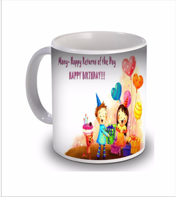 

New Star Light India Beautiful Girl & Boy Design Printed Birthday Wish Coffee Ceramic Mug(350 ml), White