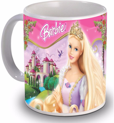 

New Star Light India Princess Barbie & Castle Printed Pink Color Coffee Ceramic Mug(350 ml)