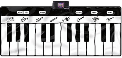 

Click n' Play Gigantic Keyboard Play Mat, 24 Keys Piano Mat, 8 Selectable Musical Instruments + Play -Record -Playback -Demo-mode(White, Black)