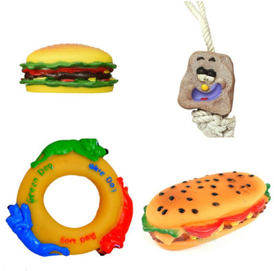 

SRI High Quality Combo Of 4 Squeaky Rubber Toy For Puppy - Small Plastic Squeaky Toy For Dog