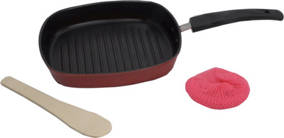 

Macclite Grill Grill Pan 22 cm diameter(Aluminium, Non-stick), Red