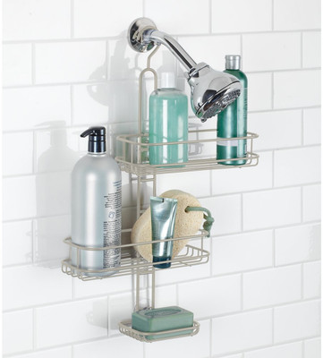 

Interdesign Linea Adjustable Metal Bathroom Shower Caddy, Satin Steel Wall Shelf(Number of Shelves - 2, Silver)