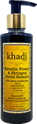 

Khadi Global Keratin Power & Bhringraj Herbal Hair Shampoo With Extra Conditioner 100% Natural & Safe No SLS No Parabens 220 ml(220 ml)