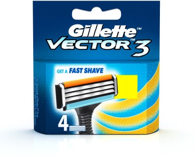 Gillette Vector 3 Cartridges with Double Edge Blades(Pack of 4)