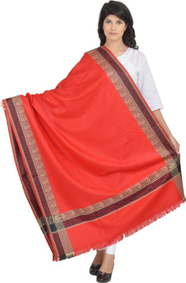 BAISA Wool Self Design, Solid Women Shawl(Red)