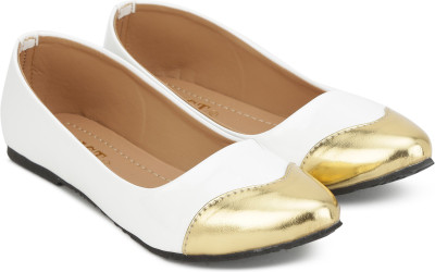 

Gnist Gnist White-Silver metallic Toe Ballerina For Women(White, Gold