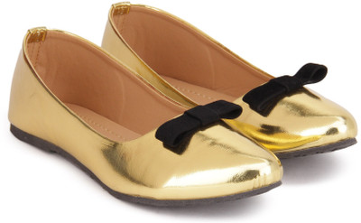 

Gnist Gnist Gold-Black Bow Ballerina For Women(Gold