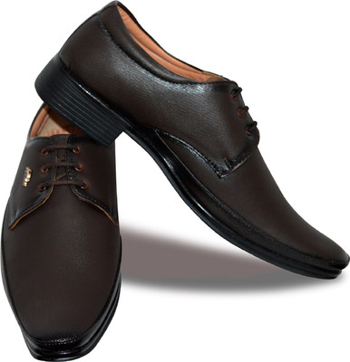 

Feetway Flat Men's Pointed Formal Shoe Lace Up For Men(Brown