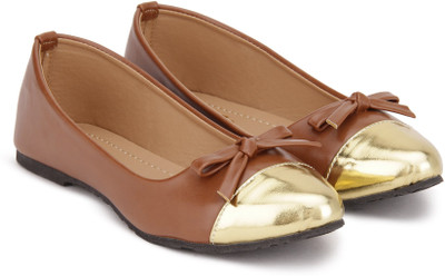

Gnist Gnist Tan-Gold Cup Toe Ballerina For Women(Tan, Gold