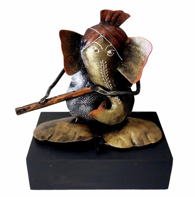 

Uniqkrafts Ganesha Flute Musician Decorative Showpiece - 20 cm(Iron, Multicolor)