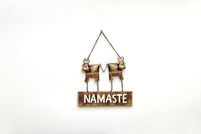 

VedasExports Cow Namaste Board Decorative Showpiece - 25 cm(Iron, Brown)