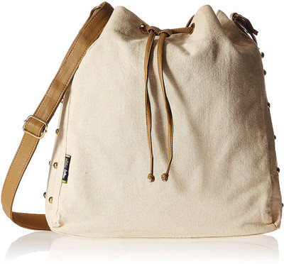 

Kanvas Katha Girls Casual White Canvas Sling Bag