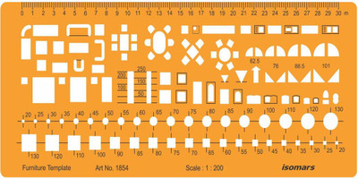 

Isomars 1854 1:200 Scale Architectural Drawing Furniture Symbols for House Interior Floor Plan Design Stencil(Pack of 1, Laser Cut & Printed)