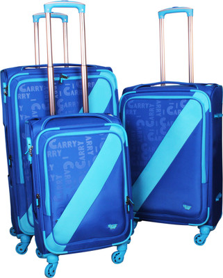 

Icarry Italy Set of 3 Pcs (20,24, Inch) 4 Wheel Trolley Expandable Check-in Luggage -  inch(Blue