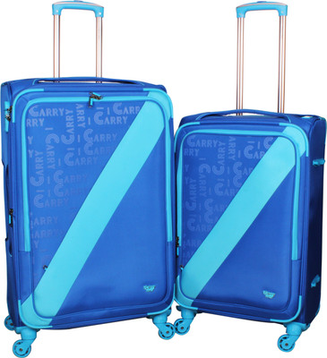 

Icarry Italy Set of 2 Pcs (20, Inch) 4 Wheel Trolley Expandable Check-in Luggage -  inch(Blue