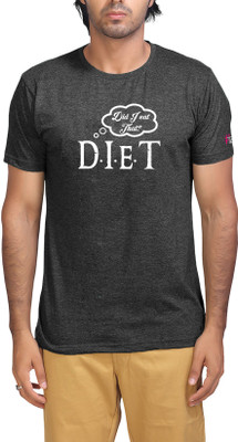 Hashtag Graphic Print Men Round Neck Grey T-Shirt