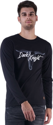 DFH Graphic Print Men Round or Crew Black T-Shirt