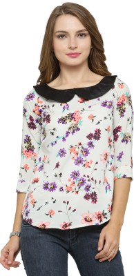 Enchanted Drapes Casual 3/4 Sleeve Printed Women Multicolor Top
