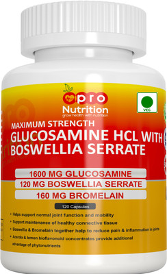 

ProNutrition Glucosamine HCL with Boswellia (Double Strength) 120 Capsules, Fortified with Acerola Concentrate & Lemon Bioflavonoids, Support for Healthy Joint & Hip Function(120 No)