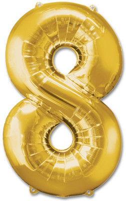 

Balloonistics Solid Number Eight Foil Balloon 40" Inch Balloon(Gold, Pack of 1)