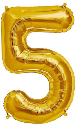 

Balloonistics Solid NumberFive Foil Balloon 40" Inch Balloon(Gold, Pack of 1)