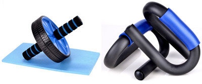 

S.Blaze For Chest & ABS Exerciser AB Wheel Roller + Push Up Bar Multi-training Bar(Multicolor)