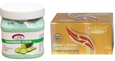 

NATURE ESSENCE Gold Bleach, Pink Root Cucumber Scrub with skin Whitening & Cucumber Extracts(Set of 2)