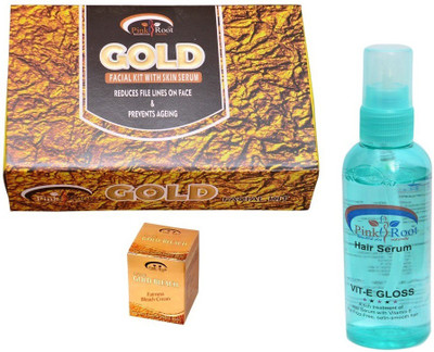 

Pink Root Gold Facial Kit, Gold Bleach Cream, Hair Serum Pack of 3(Set of 3)