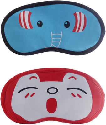 

Jenna Elephant-RedSleepyCartoon Travel Sleeping Eye Cover Blindfold (Pack of 2)(2 g)