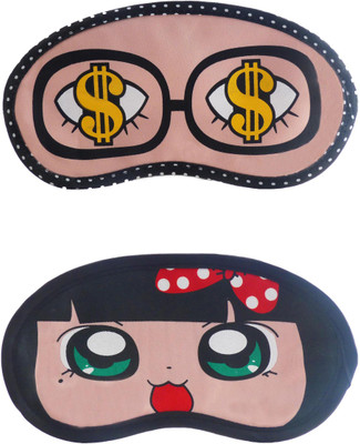 

Jenna Dollar-PolkaDotCartoon Travel Sleeping Eye Cover Blindfold (Pack of 2)(2 g)
