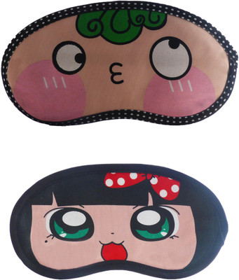 

Jenna GreenHair-PolkaDotCartoon Travel Sleeping Eye Cover Blindfold (Pack of 2)(2 g)