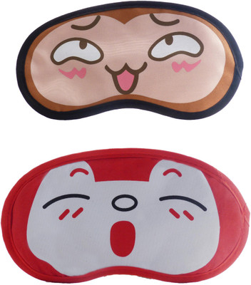

Jenna Happy-RedSleepyCartoon Travel Sleeping Eye Cover Blindfold (Pack of 2)(2 g)
