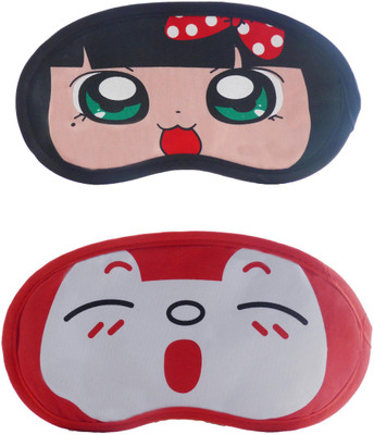 

Jenna PolkaDot-RedSleepyCartoon Travel Sleeping Eye Cover Blindfold (Pack of 2)(2 g)