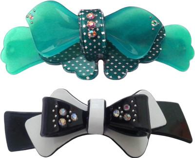 

Shreya Collection Combo of 2 Multicolour Shiny Hair Ponytail Barrette Clutcher Clip Alligator Buckle - 10047 & 10064.1 Hair Clip(Multicolor)