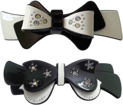 

Shreya Collection Combo of 2 Black & White Colour Shiny Hair Ponytail Barrette Clutcher Clip Alligator Buckle - 10064 & 10068 Hair Clip(Black, White)