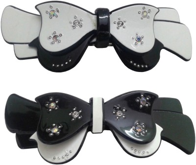 

Shreya Collection Combo of 2 Black & White Colour Bow Style Shiny Hair Ponytail Barrette Clutcher Clip Alligator Buckle - 10068 Hair Clip(Black, White)