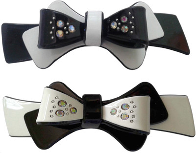 

Shreya Collection Combo of 2 Black & White Colour Bow Style Shiny Hair Ponytail Barrette Clutcher Clip Alligator Buckle - 10064 Hair Clip(Black, White)