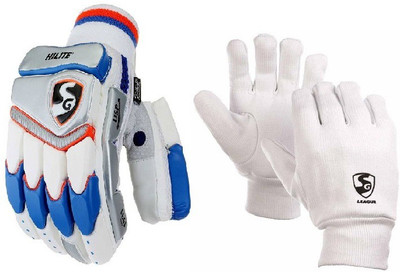 

SG Combo of two, one pair of 'Hilite' (Lightweight) batting gloves and one pair of 'League' inner Wicket Keeping gloves (Men's) (Color on availability)- Cricket Kit