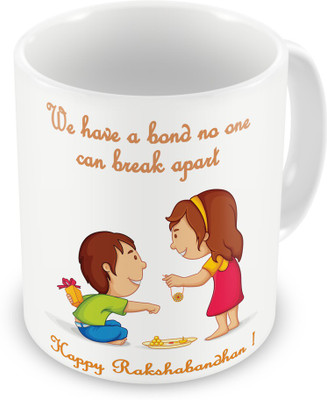 

Indigifts Raksha Bandhan Rakhi Gifts for Brother & Sister on Bhaidooj Birthday Anniversary (IDSRAF15068) Ceramic Mug(330 ml), Multicolor;white