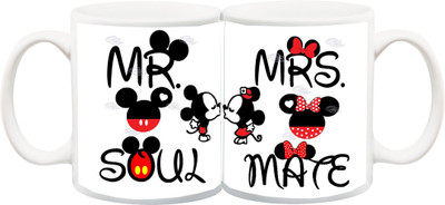 

Stylotrendz Mr. Soul Mrs. Mate Super popular gift for Husband or Wife Ceramic Mug(325 ml, Pack of 2), White