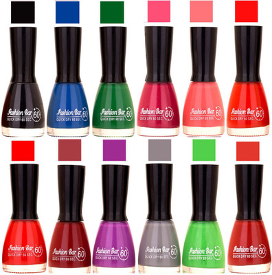 

Fashion Bar Black,Blue,Green,Shimmer Mazanta,Neon Pink,Bright Red,Sunset Red,Cherry Red,Purple,Grey,Perrot Geen,Rich Brown Nail polish Black,Blue,Green,Shimmer Mazanta,Neon Pink,Bright Red,Sunset Red,Cherry Red,Purple,Grey,Perrot Geen,Rich Brown(Pack of 1