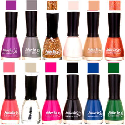 

Fashion Bar Purple,Grey,Glitter Golden,White,Nude,Glitter Orange,Pink,Transperent,Fuchsia Pink,Black,Blue,Green Nail polish Purple,Grey,Glitter Golden,White,Nude,Glitter Orange,Pink,Transperent,Fuchsia Pink,Black,Blue,Green(Pack of 12)