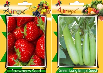 Airex Strawberry, Green Long Brinjal Seed(20 per packet)