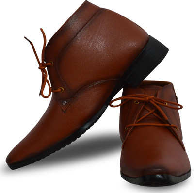 

FEETWAY LACE UP NEW DESIGN FORMAL+CASUAL+PARTYWEAR BOOT Boots For Men(Tan