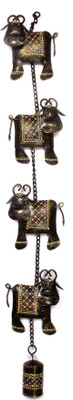 

VedasExports Cow Hanging Bell Decorative Showpiece - 75 cm(Iron, Brown)