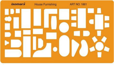 

Isomars 1861 1:100 Scale Architectural Drawing Architect Technical Drafting Supplies - Furniture Symbols for House Interior Floor Plan Design Stencil(Pack of 1, Laser Cut & Engraved)