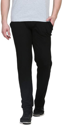 BODYACTIVE Solid Men Black Track Pants