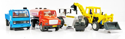 

Jack Royal Construction Kit - Type 5 - JCB-Road Roller(White)-TLC Tanker(Red)-TLC Truck(Blue) Set of 4(White, Red, Blue), Blue;red;white