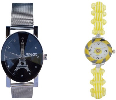 Wenlong silver black yellow 0071 Watch  - For Girls   Watches  (WENLONG)